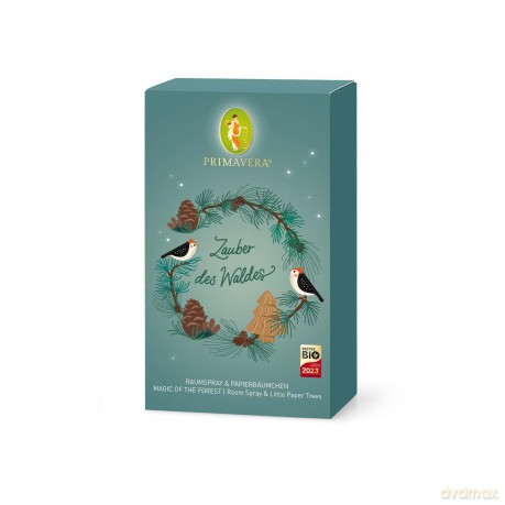 PRIMAVERA Geschenkset Waldzauber - Zirbenwald Raumspray bio und Papierbäumchen - reinigend, klärend - Aromadiffuser, Aromatherapie - vegan