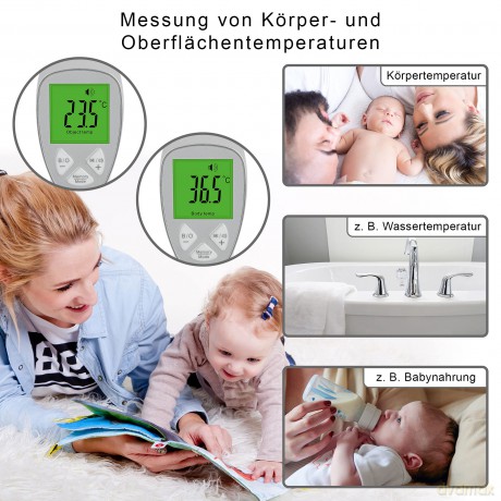 ProfiCare PC-FT 3094 Fieberthermometer kontaktlos, Stirnthermometer, Infrarot -Thermometer, für Babys, Kinder und Erwachsene mit 3-Farben LCD-Fieberampel inkl. Fieberalarm, hoher Messbereich, weiß