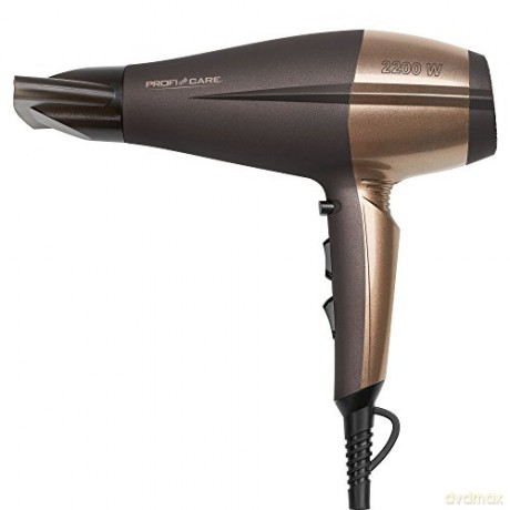ProfiCare PC-HT 3010 Kompakter Haartrockner, 3 Temperatur-/Leistungsstufen, Ionisierungsfunktion, 2 Gebläsestufen, Cool Shot, Braun-Bronze, 330101