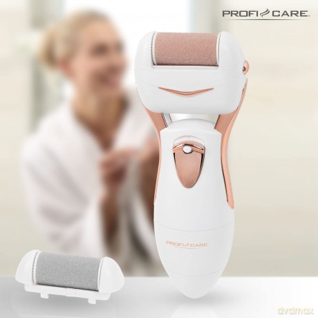 ProfiCare PC-PHE 3092 Pediküre-Hornhautentferner, spritzwassergeschützt, 2 austauschbare Rollen, für glatte Haut, champagner