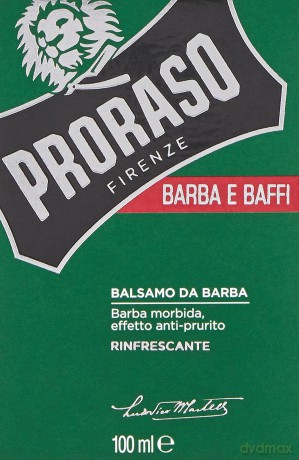 Proraso Bart-Balsam GREEN Refreshing - Klassiker mit Menthol und Eukalyptus - für normale Haut, 100 ml