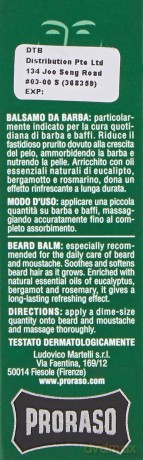 Proraso Bart-Balsam GREEN Refreshing - Klassiker mit Menthol und Eukalyptus - für normale Haut, 100 ml