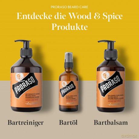 Proraso Beard Balm, Wood and Spice, 300 ml, duftende Bartpflege erweicht und schützt den Bart, Bart Balsam beruhigt Irritationen, Made in Italy
