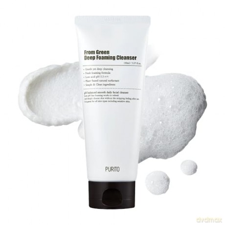 PURITO| From Green Deep Foaming Cleanser 150 ml/5,07 fl.oz, pH 5,5, pflanzliche, natürliche Inhaltsstoffe, tierversuchsfrei, vegan