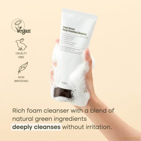PURITO| From Green Deep Foaming Cleanser 150 ml/5,07 fl.oz, pH 5,5, pflanzliche, natürliche Inhaltsstoffe, tierversuchsfrei, vegan