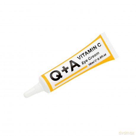 Q+A Augencreme mit Vitamin C, eine Kombination aus Vitamin C, Kirschextrakt und Glykogen, belebt empfindliche Haut und versorgt sie mit Feuchtigkeit und Antioxidantien, 15ml