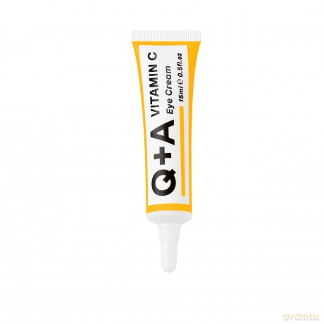 Q+A Augencreme mit Vitamin C, eine Kombination aus Vitamin C, Kirschextrakt und Glykogen, belebt empfindliche Haut und versorgt sie mit Feuchtigkeit und Antioxidantien, 15ml