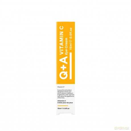 Q+A Augencreme mit Vitamin C, eine Kombination aus Vitamin C, Kirschextrakt und Glykogen, belebt empfindliche Haut und versorgt sie mit Feuchtigkeit und Antioxidantien, 15ml