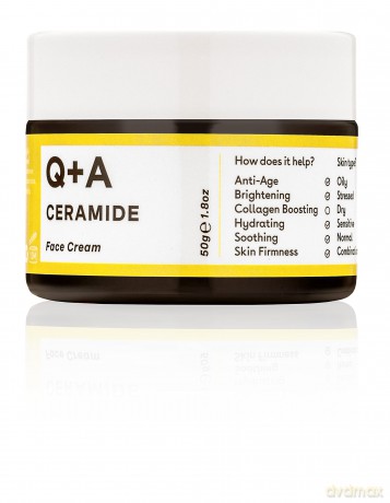 Q+A Ceramid Gesichtscreme, eine Feuchtigkeitscreme für das Gesicht mit Cinamiden, Pro-Vitamin-E und Squalan zur Verbesserung der Feuchtigkeitsversorgung und Elastizität der Haut, 50 g