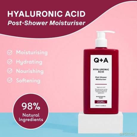 Q+A Hyaluronsäure Feuchtigkeitspflege nach dem Duschen, die Anwendung auf feuchter Haut entwickelt und ist eine hervorragende Lösung für die optimale Feuchtigkeitsversorgung der Haut, 250ml