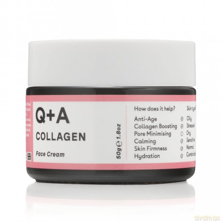 Q+A Kollagen Gesichtscreme. Eine für Vegetarier geeignete, aus Meeresalgen gewonnene Kollagen-Creme für alternde Haut. 50 g