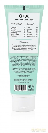 Q+A Minze-Reinigungslotion für jeden Tag. Ein sanfter Gesichtsreiniger zur Belebung und Auffrischung Ihrer Haut. 125 ml
