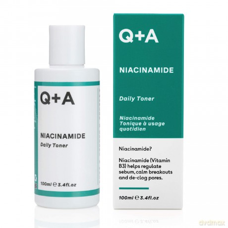 Q+A Niacinamid Gesichtswasser für jeden Tag. Ein Gesichtswasser zur Beruhigung von Pickeln und Mitessern sowie zum Reinigen verstopfter Poren. 100 ml