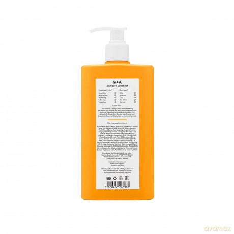 Q+A Vitamin C Körpercreme, enthält Inhaltsstoffe, die die Haut mit Feuchtigkeit versorgen, so dass sie den Aufbau der Haut nachahmen, 250ml