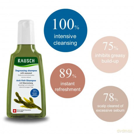 Rausch Meerestang Fett-Stopp Shampoo (sofort lockeres, frisches Haar mit natürlichem Volumen, ohne Silikone und Parabene - Vegan), 1er Pack (1 x 200 ml)