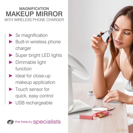 Rechargeable X5 Magnification Mirror with Built-In Charging Station