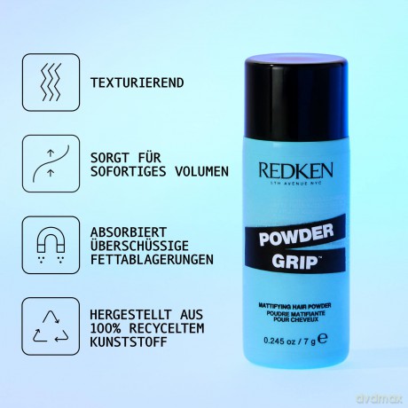 Redken Haarpuder für alle Haartypen, Für mehr Volumen und mehr Griff, Absorbiert Fettablagerungen, Voller aussehendes Haar, Powder Grip, 1 x 7 g