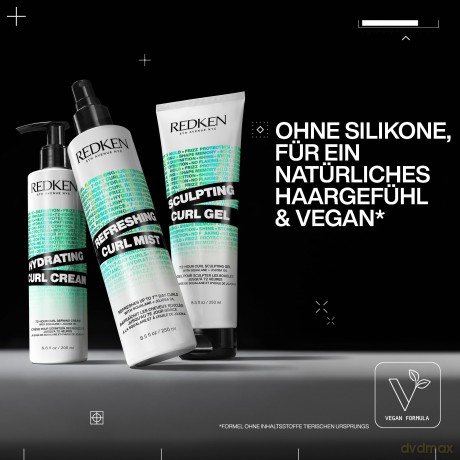 Redken Pflegende Cream für bis zu 72 Stunden definierte und mit Feuchtigkeit versorgte Locken, Hitzeschutz bis 230°, Mit Squalan und Jojoba-Öl, Silikonfrei, Hydrating Curl Cream, 1 x 250 ml