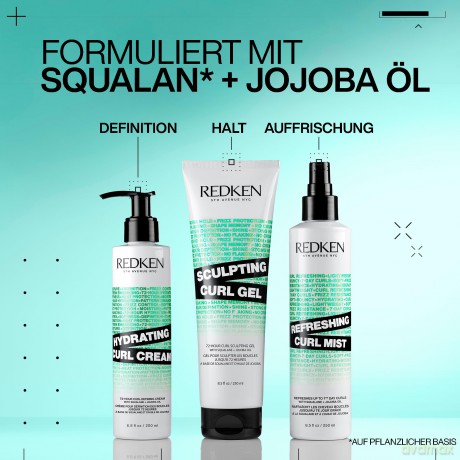 Redken Pflegende Cream für bis zu 72 Stunden definierte und mit Feuchtigkeit versorgte Locken, Hitzeschutz bis 230°, Mit Squalan und Jojoba-Öl, Silikonfrei, Hydrating Curl Cream, 1 x 250 ml