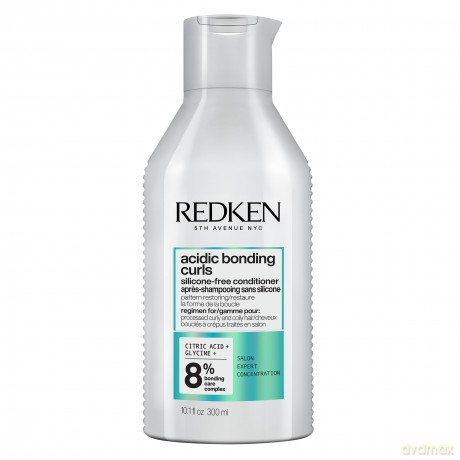 Redken Pflegende Spülung zur Regeneration der Struktur von behandelten, geschädigten Locken, Mit Zitronensäure und Glycin, Silikonfrei, Vegan, Acidic Bonding Curls Conditioner, 1 x 300 ml