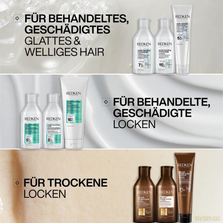 Redken Pflegende Spülung zur Regeneration der Struktur von behandelten, geschädigten Locken, Mit Zitronensäure und Glycin, Silikonfrei, Vegan, Acidic Bonding Curls Conditioner, 1 x 300 ml
