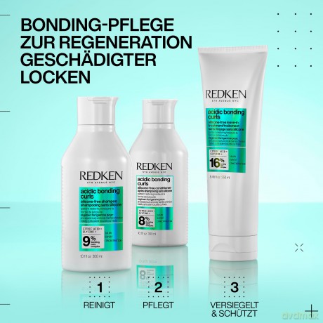 Redken Pflegende Spülung zur Regeneration der Struktur von behandelten, geschädigten Locken, Mit Zitronensäure und Glycin, Silikonfrei, Vegan, Acidic Bonding Curls Conditioner, 1 x 300 ml