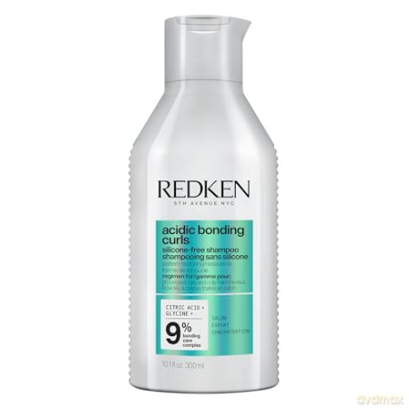 Redken Pflegendes Shampoo zur Regeneration der Struktur von behandelten, geschädigten Locken, Mit Zitronensäure und Glycin, Silikonfrei, Vegan, Acidic Bonding Curls Shampoo, 1 x 300 ml