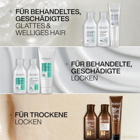 Redken Pflegendes Shampoo zur Regeneration der Struktur von behandelten, geschädigten Locken, Mit Zitronensäure und Glycin, Silikonfrei, Vegan, Acidic Bonding Curls Shampoo, 1 x 300 ml