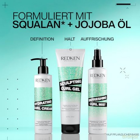Redken Strukturgebendes Gel für bis zu 72 Stunden definierte und versiegelte Locken ohne Frizz, Mit Squalan und Jojoba-Öl, Für mehr Glanz, Silikonfrei, Sculpting Curl Gel, 1 x 250 ml