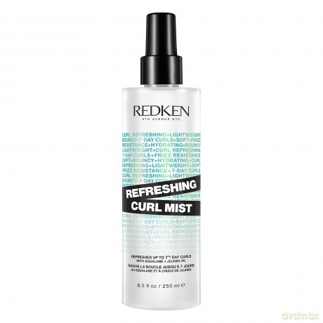 Redken Strukturgebendes Spray für eine sofortige Revitalisierung von Locken, Mit Squalan und Jojoba-Öl, Für ein frisches Haargefühl, Silikonfrei, Refreshing Curl Mist, 1 x 250 ml
