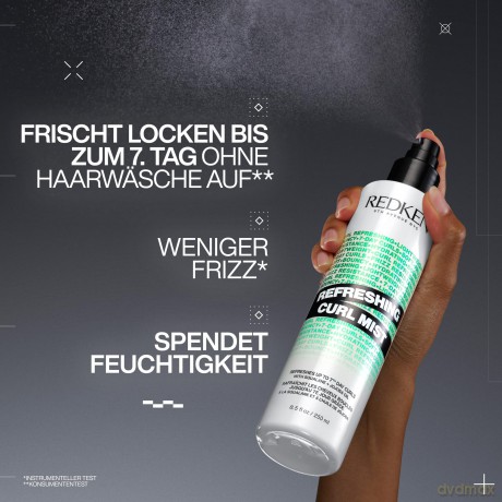 Redken Strukturgebendes Spray für eine sofortige Revitalisierung von Locken, Mit Squalan und Jojoba-Öl, Für ein frisches Haargefühl, Silikonfrei, Refreshing Curl Mist, 1 x 250 ml