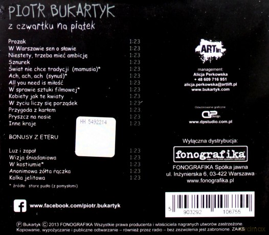 Piotr Bukartyk: Z Czwartku Na Piątek Reedycja [CD]
