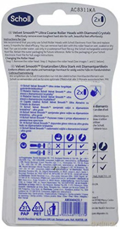 Scholl Velvet Smooth Ersatzrollen Ultra Stark - Nachfüller für die elektrischen Hornhautentferner von Scholl - Rolle Ultra Stark mit Diamantpartikeln, 2 Stück