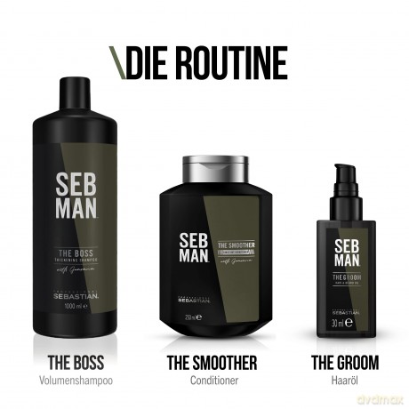 SEB MAN THE BOSS - verdichtendes Volumenshampoo für mehr Fülle - kräftigendes Shampoo mit Guarana-Extrakt und anregendem Duft von Bergamotte und rosa Pfeffer - 1 L