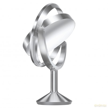 Simplehuman Runder Sensorspiegel aus Gebürstetem Edelstahl in der Farbe Silber Wiederaufladbar, Maße: 46cm x 23cm x 12cm, ST3050
