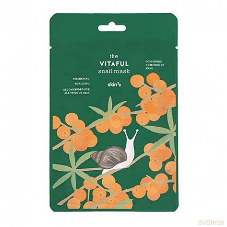 SKIN79 The Vitaful Snail Mask 20 ml, Tuchmaske mit Schneckenschleimextrakt, Vitaminkomplexen, Kamelien-Extrakt und Allantoin
