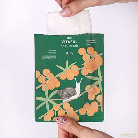 SKIN79 The Vitaful Snail Mask 20 ml, Tuchmaske mit Schneckenschleimextrakt, Vitaminkomplexen, Kamelien-Extrakt und Allantoin