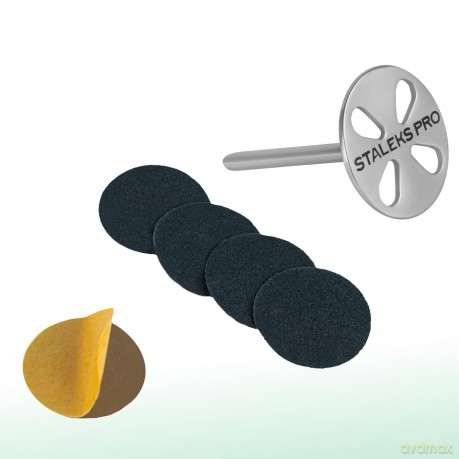 Staleks Pododisc EXPERT Pediküre-Disk aus Edelstahl verlängert + 5 Einweg-Klebepads 180 Grit, Durchmesser 25 mm