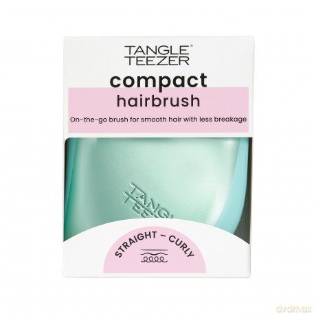 Tangle Teezer The Compact Styler Entwirrende Haarbürste, reisefreundlich, mit Schutzhülle und zweistufigem Zahndesign, perfekt für nasses, trockenes und fliegendes Haar, blaugrünes mattes Chrom
