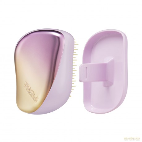 Tangle Teezer The Compact Styler Entwirrende Haarbürste, reisefreundlich, mit Schutzhülle und zweistufigem Zahn-Design, perfekt für nasses, trockenes und fliegendes Haar, süßes Lila und gelbes Chrom