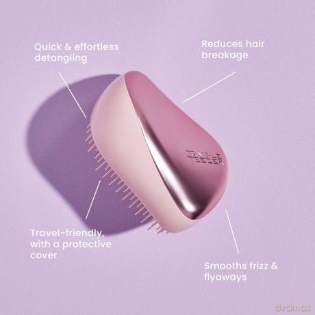 Tangle Teezer The Compact Styler Entwirrende Haarbürste, reisefreundlich, mit Schutzhülle und zweistufigem Zahn-Design, perfekt für nasses, trockenes und fliegendes Haar, süßes Lila und gelbes Chrom