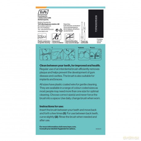 TePe Interdental Brush, Original, Orange, 0.45 mm/ISO 1, 8pcs, plaque removal, efficient clean between the teeth, tooth floss, for narrow gaps