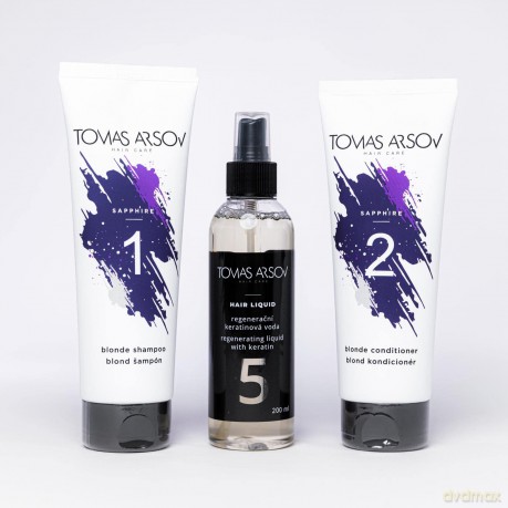 TOMAS ARSOV Sapphire Shampoo + Spülung im Set für blondes, gesträhntes, gebleichtes und graues Haar - Silbershampoo + Silberspülung im Set