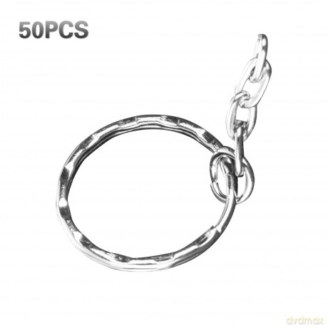 TRUUA 50 Stück Edelstahl-Ringe aus Metall Schlüsselanhänger mit Schlüsselkette