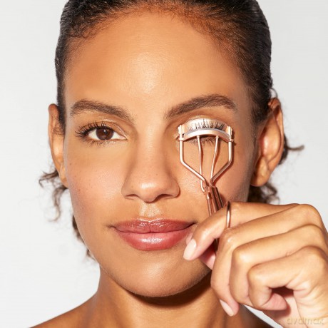 TWEEZERMAN Augenbrauen & Wimpern Set (Geschenkset mit Wimpernzange und Pinzette, Silikon-Pads), Roségold