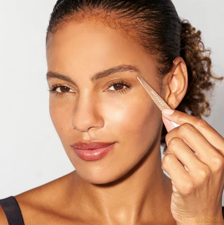TWEEZERMAN Augenbrauen & Wimpern Set (Geschenkset mit Wimpernzange und Pinzette, Silikon-Pads), Roségold