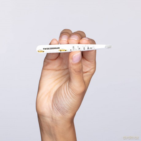 Tweezerman Exklusive schräge Pinzette zum 40. Geburtstag, Haarentfernungspinzette, Edelstahl, Silber