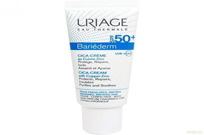 Uriage - Bariéderm-Cica Face Cream SPF50+ 40ml - Fragrance-Free - Extra-Rich Healing - Schützt vor UVA/UVB-Strahlen - Verhindert Hautmale - Ideal bei Narben und Tattoos