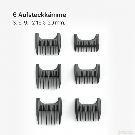 Valera, Swiss Excellence Smart, Haarschneider mit 46 mm Durablade-Klingen, 5 Schnittlängen, 6 Abstandskämme, kabelloser Betrieb oder mit Netzteil, inklusive Batterie, 100-240 V, Swiss Made