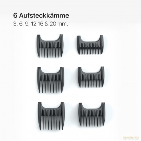 Valera, Swiss Excellence Smart, Haarschneider mit 46 mm Durablade-Klingen, 5 Schnittlängen, 6 Abstandskämme, kabelloser Betrieb oder mit Netzteil, inklusive Batterie, 100-240 V, Swiss Made